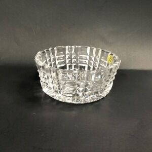 24% Lead Crystal Bowl Made in Poland Cut Glass Starburst Base Candy‎ Dish 4.5"
